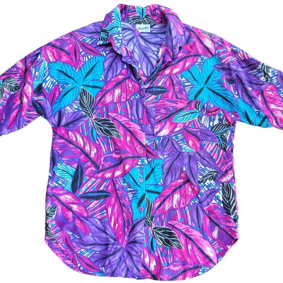 Vintage Touche L.A. Neon Button Up Hawaiian Shirt, Sz M - Picture 7 of 10